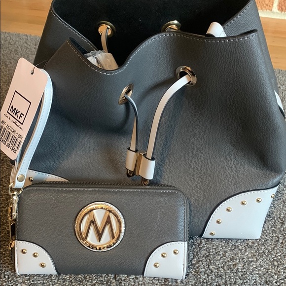 Handbags - Gray and White Women's Bag Set